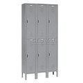 Global Industrial Double Tier Locker, 12x15x36, 6 Door, Unassembled, Gray 652077GY